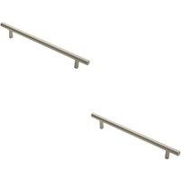 Loops 2x Round T Bar Cabinet Pull Handle 252 x 12mm 192mm Fixing Centres Satin Nickel in Metallics