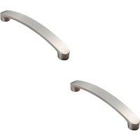 Loops 2x Flat Fronted Bow Pull Handle 140 x 12mm 128mm Fixing Centres Satin Nickel in Metallics