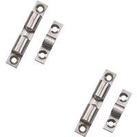 Loops 2x Double Ball Roller Cupboard Catch 50 x 9mm 40mm Fixing Centers Satin Chrome