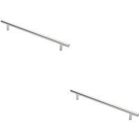 Loops 2x Round T Bar Cabinet Pull Handle 284 x 12mm 224mm Fixing Centres Chrome