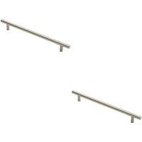 Loops 2x Round T Bar Cabinet Pull Handle 284 x 12mm 224mm Fixing Centres Satin Nickel in Metallics