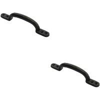 Loops 2x Forged Iron Hotbed Pull Handle 152 x 18mm Black Antique Door Handle