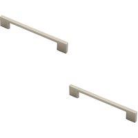 Loops 2x Slim D Shape Pull Handle 152 x 7.5mm 128mm Fixing Centres Satin Nickel in Metallics