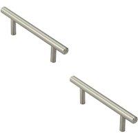 Loops 2x Mini Round T Bar Pull Handle 100 x 8mm 64mm Fixing Centres Satin Nickel in Metallics