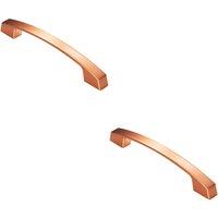 Loops 2x Curved Flat Faced Cupboard Pull Handle 160mm Fixing Centres Satin Copper