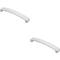 Loops 2x Flat Curved Bow Pull Handle 172 x 25mm 160mm Fixing Centres Polished Chrome