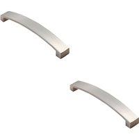 Loops 2x Flat Curved Bow Pull Handle 172 x 25mm 160mm Fixing Centres Satin Nickel in Metallics