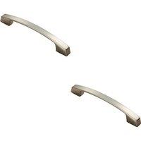 Loops 2x Curved Bridge Pull Handle 169 x 14mm 128mm Fixing Centres Satin Nickel in Metallics