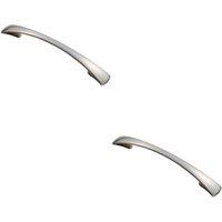 Loops 2x Tapered Pull Handle 172 x 16mm 1 28mm Fixing Centres Satin Nickel Curved Bow in Metallics