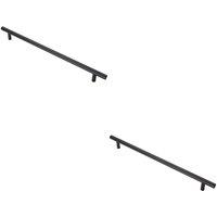 Loops 2x T Bar Cupboard Pull Handle 348 x 12mm 288mm Fixing Centres Matt Black