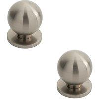 Loops 2x Small Solid Ball Cupboard Door Knob 25mm Dia Satin Nickel Cabinet Handle in Metallics