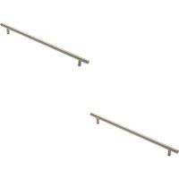 Loops 2x Round T Bar Cabinet Pull Handle 348 x 12mm 288mm Fixing Centres Satin Nickel in Metallics