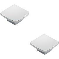 Loops 2x Square Curved Cupboard Door Knob 45 x 45mm Polished Chrome Cabinet Handle