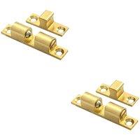 Loops 2x Double Ball Roller Cupboard Catch 60 x 11.5mm 50mm Fixing Centres Self Colour