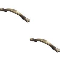 Loops 2x Stepped Edge Cupboard Bow Pull Handle 76mm Fixing Centres Burnished Brass in Metallics