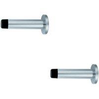 Loops 2x Wall Mounted Doorstop Cylinder on Round Rose 72 x 16mm Polished Aluminium