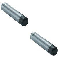 Loops 2x Wall Mounted Doorstop Cylinder with Rubber Tip 74 x 16mm Satin Steel in Metallics