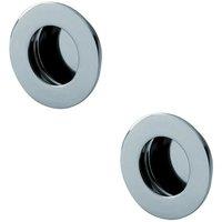 Loops 2x Circular Low Profile Recessed Flush Pull 50mm Diameter Bright Stainless Steel in Metallics