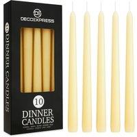 Deco Express Set Of 10 Taper Candles in Beige