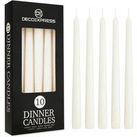 Deco Express Candles Set Classic Dripless Tapered Metallic Unscented 8 Hours Dcor in White | Size: 10 Pack