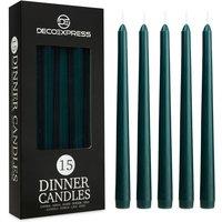 Deco Express Candles Set Classic Dripless Tapered Metallic Unscented 8 Hours Dcor in Green | Size: 15 Pack