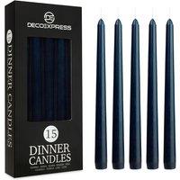 Deco Express Candles Set Classic Dripless Tapered Metallic Unscented 8 Hours Dcor in Navy | Size: 15 Pack