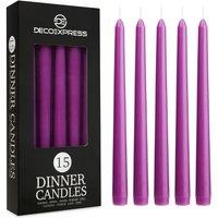 Deco Express Candles Set Classic Dripless Tapered Metallic Unscented 8 Hours Dcor in Purple | Size: 15 Pack