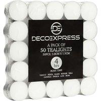 Deco Express Unscented White Colour Tealight Candle 4 Hours Pack of 50