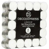 Deco Express Unscented White Colour Tealight Candle 8 Hours Pack of 50