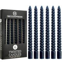 Deco Express 6 Hours Twisted Candles Pack of 6 in Blue | Size: 6 Pack