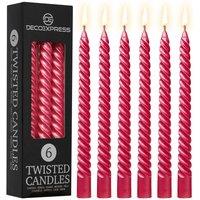 Deco Express 6 Hours Twisted Candles Pack of 6 in Red | Size: 6 Pack
