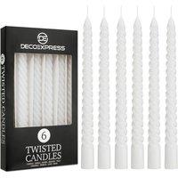 Deco Express 6 Hours Twisted Candles Pack of 6 in White | Size: 6 Pack