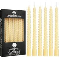 Deco Express 6 Hours Twisted Candles Pack of 6 in Ivory | Size: 6 Pack