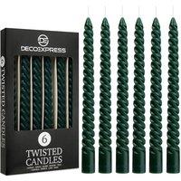 Deco Express 6 Hours Twisted Candles Pack of 6 in Green