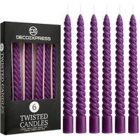 Deco Express 6 Hours Twisted Candles Pack of 6 in Purple | Size: 6 Pack