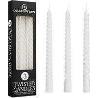 Deco Express Dinner Candles Pack of 3 Twisted Non Drip Spiral 6 hours Non Scented in White | Size: 3 Pack