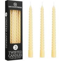 Deco Express Dinner Candles Pack of 3 Twisted Non Drip Spiral 6 hours Non Scented in Ivory | Size: 3 Pack