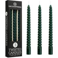 Deco Express Dinner Candles Pack of 3 Twisted Non Drip Spiral 6 hours Non Scented in Green | Size: 3 Pack