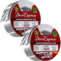 kreativekraft 2 Pack Silver Aluminium Foil Tape 50m Adhesive Insulating Sealer