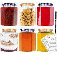 Deco Express Glass Storage Jars With Lids 6x250ml - Purple & Orange Screw Lids
