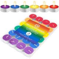 Deco Express Unscented Rainbow Colour Tealight Candle 4 Hours Pack of 24