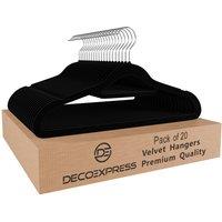 Deco Express Velvet Hangers Pack Of 20 in Black