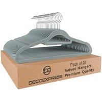 Deco Express Velvet Hangers Pack Of 20 in Grey