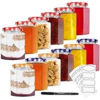 Deco Express Hexagon Glass Storage Jars With Lids 12x250ml - 6 Red/White & Mixed