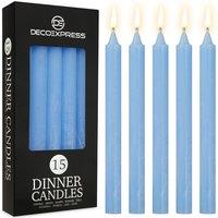 Deco Express Set Of 15 Taper Rustic Taper Candles in Blue