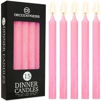 Deco Express Set Of 15 Taper Rustic Taper Candles in Pink