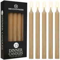 Deco Express Set Of 15 Taper Rustic Taper Candles in Brown