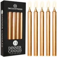 Deco Express Set Of 15 Taper Rustic Taper Candles in Gold