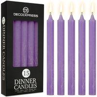 Deco Express Set Of 15 Taper Rustic Taper Candles in Purple