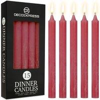 Deco Express Set Of 15 Taper Rustic Taper Candles in Red